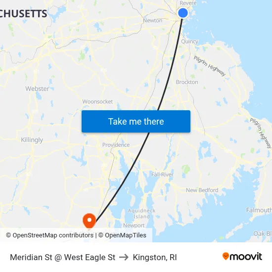 Meridian St @ West Eagle St to Kingston, RI map