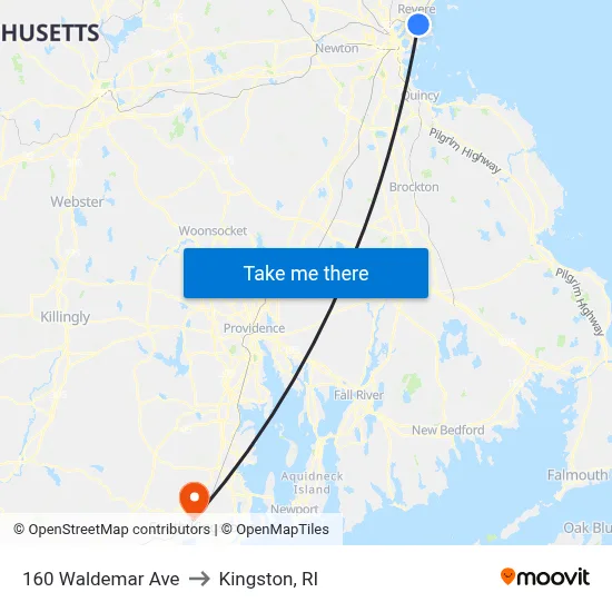 160 Waldemar Ave to Kingston, RI map