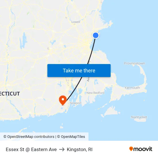 Essex St @ Eastern Ave to Kingston, RI map