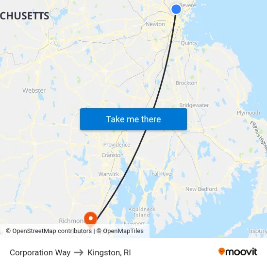 Corporation Way to Kingston, RI map