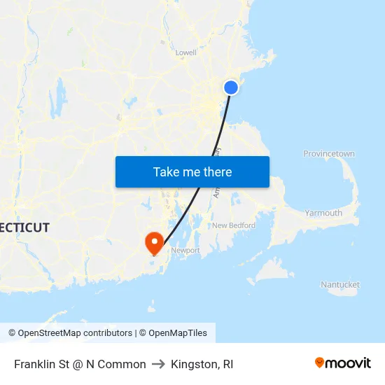 Franklin St @ N Common to Kingston, RI map