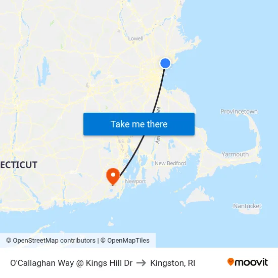 O'Callaghan Way @ Kings Hill Dr to Kingston, RI map