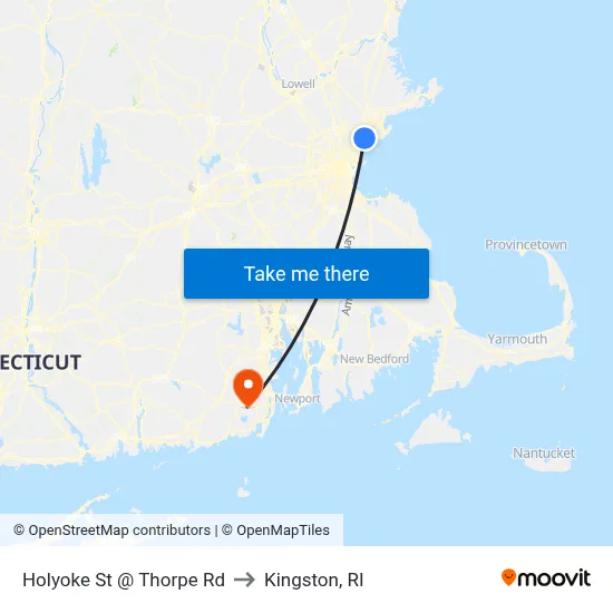 Holyoke St @ Thorpe Rd to Kingston, RI map