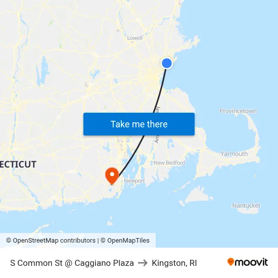 S Common St @ Caggiano Plaza to Kingston, RI map