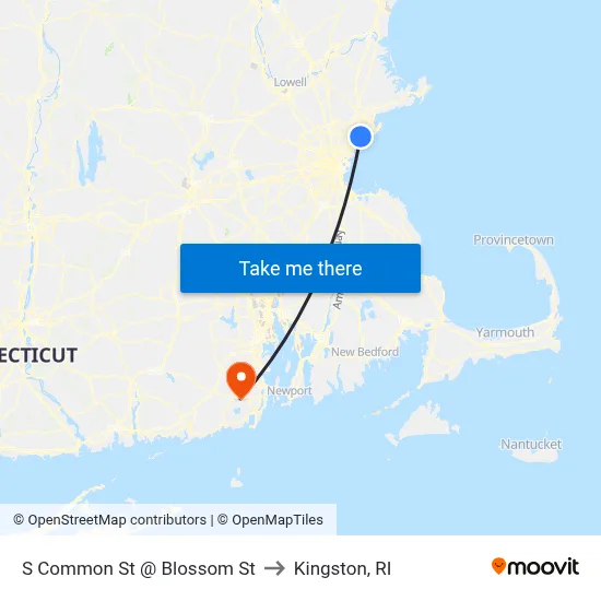 S Common St @ Blossom St to Kingston, RI map