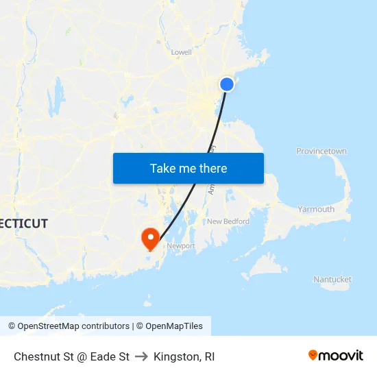 Chestnut St @ Eade St to Kingston, RI map