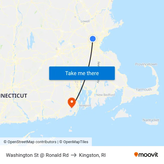 Washington St @ Ronald Rd to Kingston, RI map