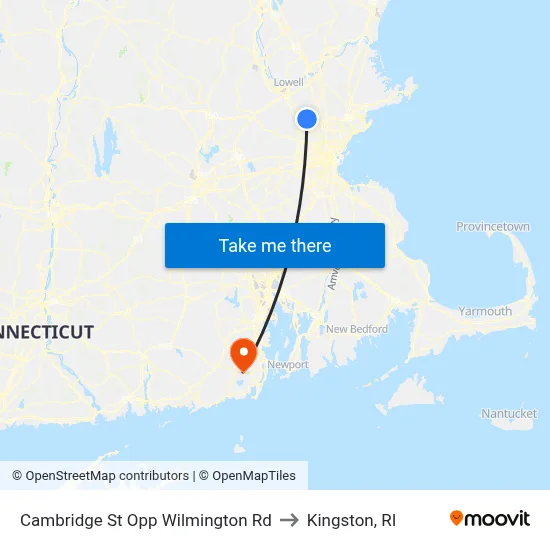 Cambridge St Opp Wilmington Rd to Kingston, RI map