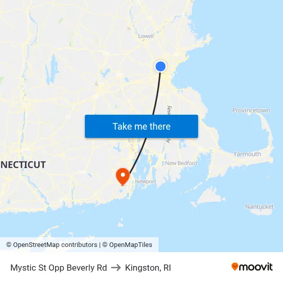 Mystic St Opp Beverly Rd to Kingston, RI map