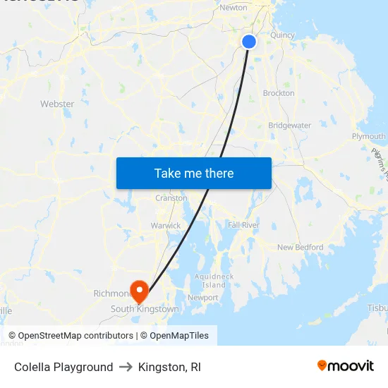 Colella Playground to Kingston, RI map