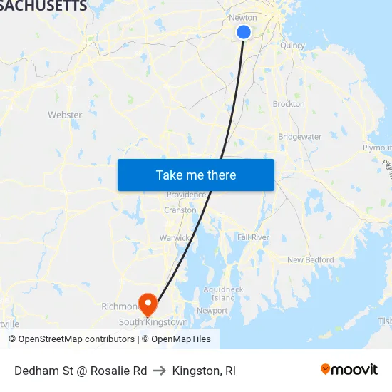 Dedham St @ Rosalie Rd to Kingston, RI map