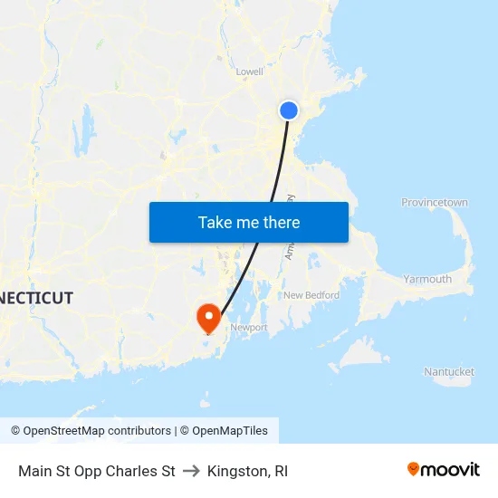 Main St Opp Charles St to Kingston, RI map