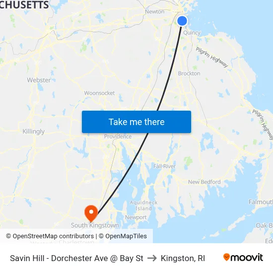 Savin Hill - Dorchester Ave @ Bay St to Kingston, RI map