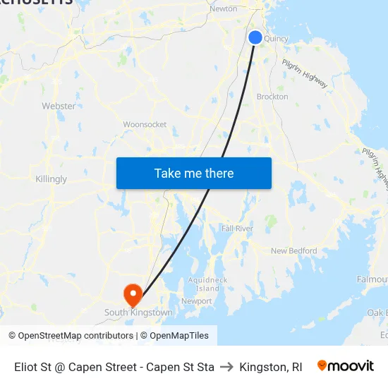 Eliot St @ Capen Street - Capen St Sta to Kingston, RI map