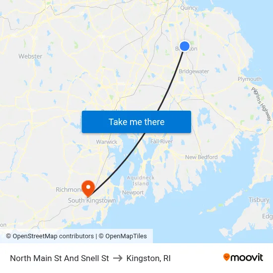 North Main St And Snell St to Kingston, RI map