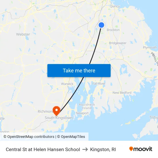 Central St at Helen Hansen School to Kingston, RI map