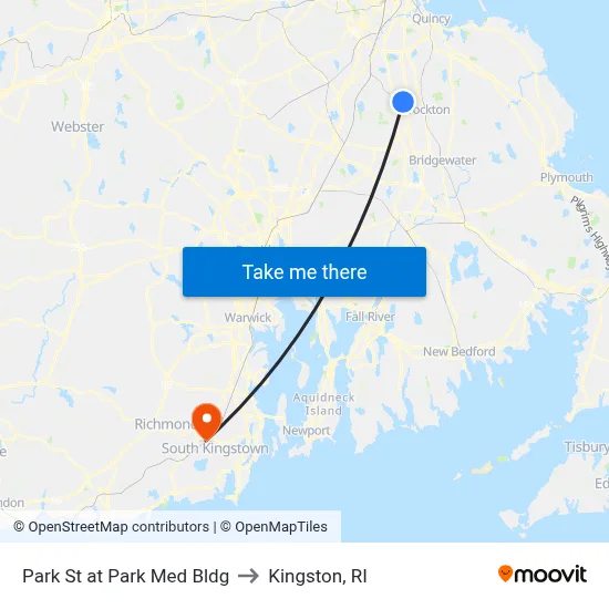 Park St at Park Med Bldg to Kingston, RI map