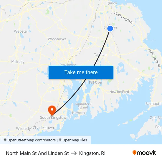North Main St And Linden St to Kingston, RI map