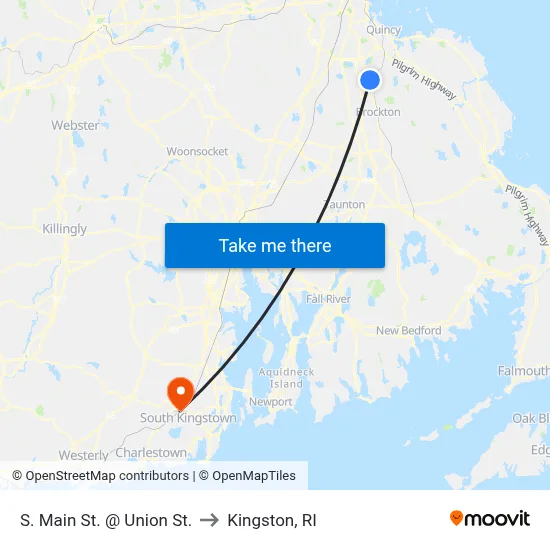 S. Main St. @ Union St. to Kingston, RI map