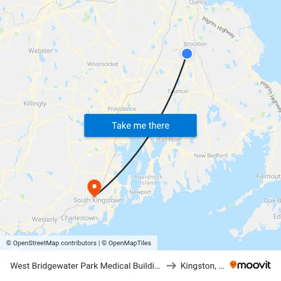 West Bridgewater Park Medical Building to Kingston, RI map