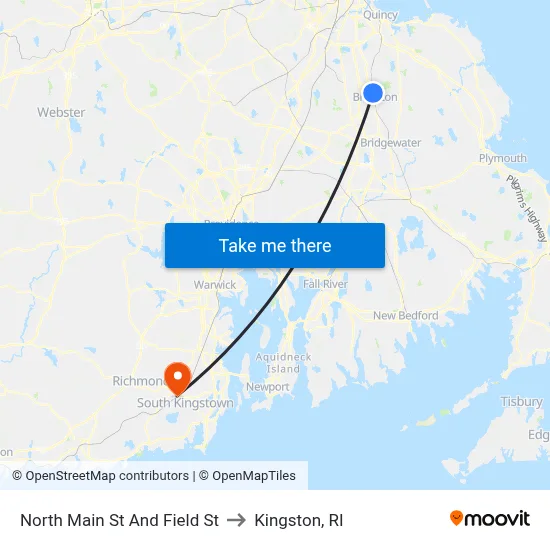 North Main St And Field St to Kingston, RI map