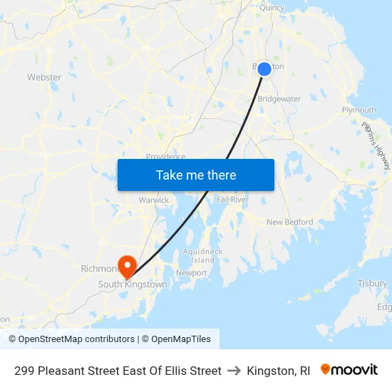 299 Pleasant Street East Of Ellis Street to Kingston, RI map
