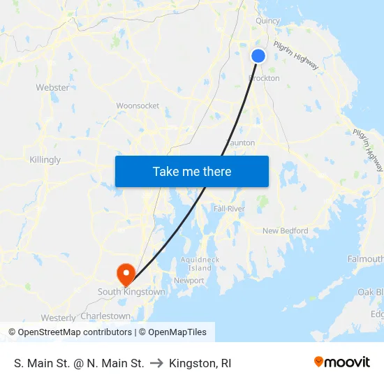 S. Main St. @ N. Main St. to Kingston, RI map