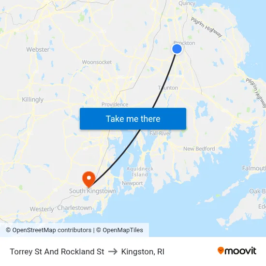 Torrey St And Rockland St to Kingston, RI map