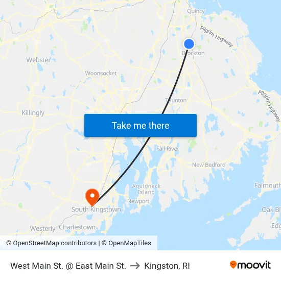 West Main St. @ East Main St. to Kingston, RI map