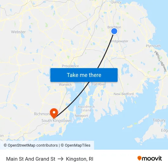 Main St And Grand St to Kingston, RI map