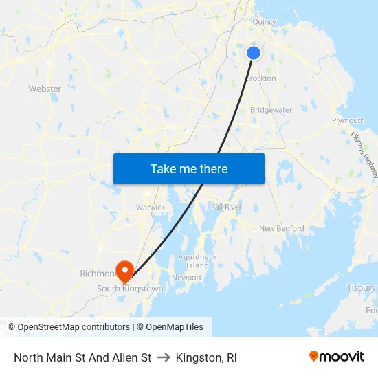 North Main St And Allen St to Kingston, RI map