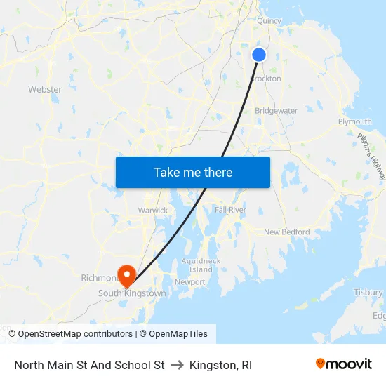 North Main St And School St to Kingston, RI map