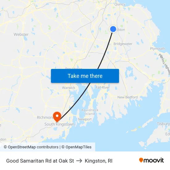 Good Samaritan Rd at Oak St to Kingston, RI map