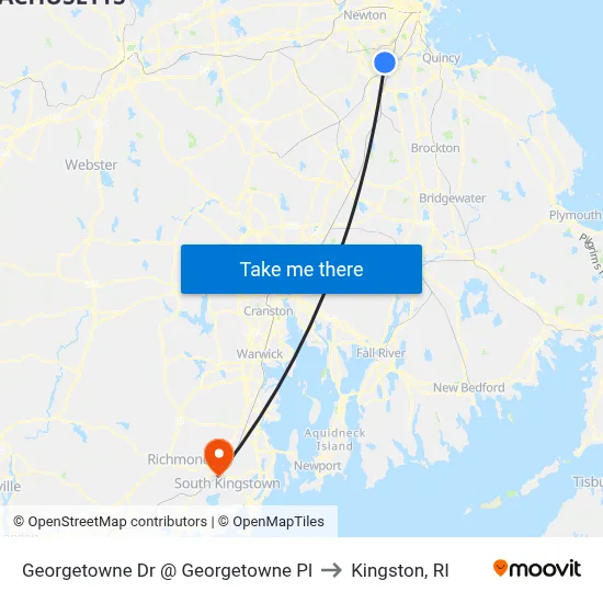 Georgetowne Dr @ Georgetowne Pl to Kingston, RI map