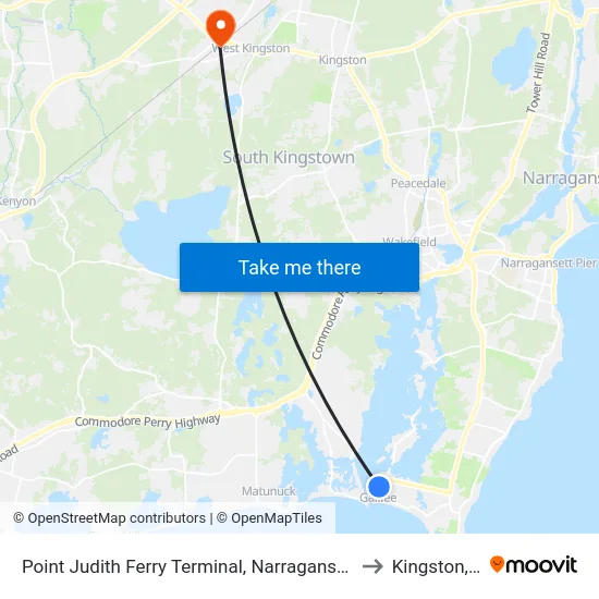 Point Judith Ferry Terminal, Narragansett, Ri to Kingston, RI map