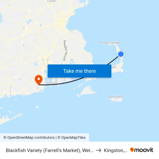 Blackfish Variety (Farrell's Market), Wellfleet to Kingston, RI map