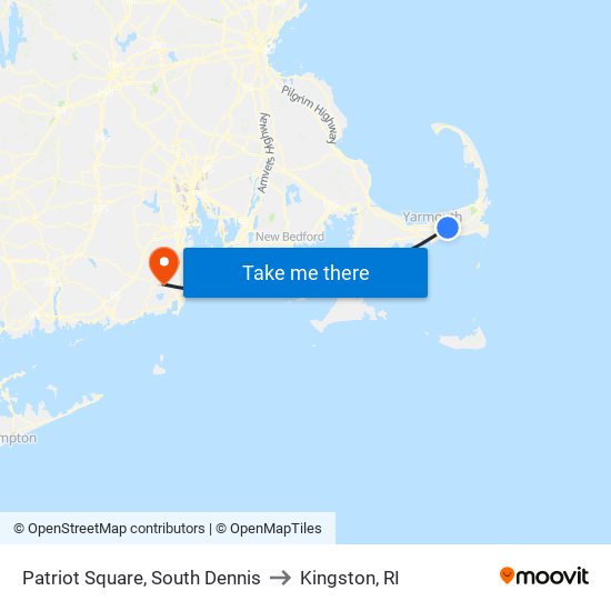 Patriot Square, South Dennis to Kingston, RI map
