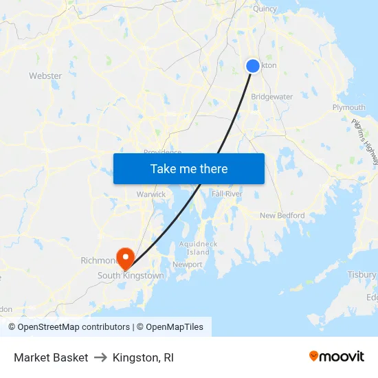 Market Basket to Kingston, RI map