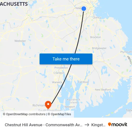 Chestnut Hill Avenue - Commonwealth Ave @ Chestnut Hill Ave to Kingston, RI map
