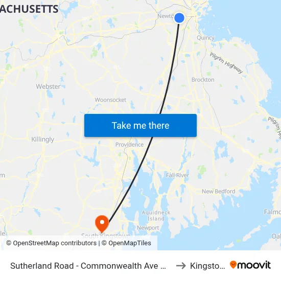 Sutherland Road - Commonwealth Ave @ Colborne Rd to Kingston, RI map