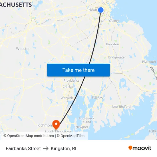 Fairbanks Street to Kingston, RI map
