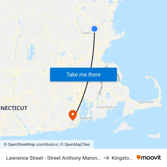 Lawrence Street - Street Anthony Maronite Church to Kingston, RI map