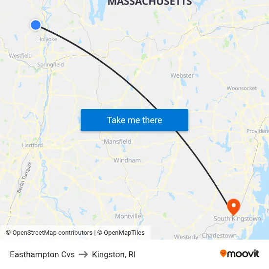 Easthampton Cvs to Kingston, RI map