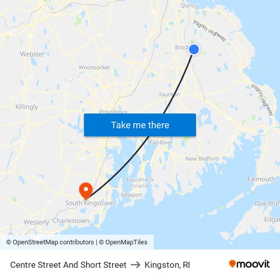 Centre Street And Short Street to Kingston, RI map