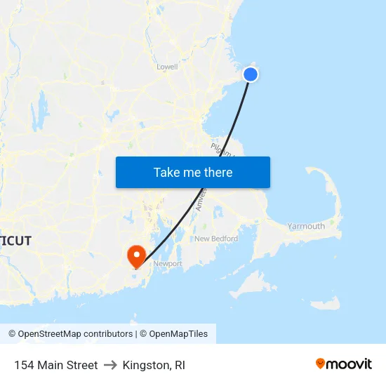 154 Main Street to Kingston, RI map