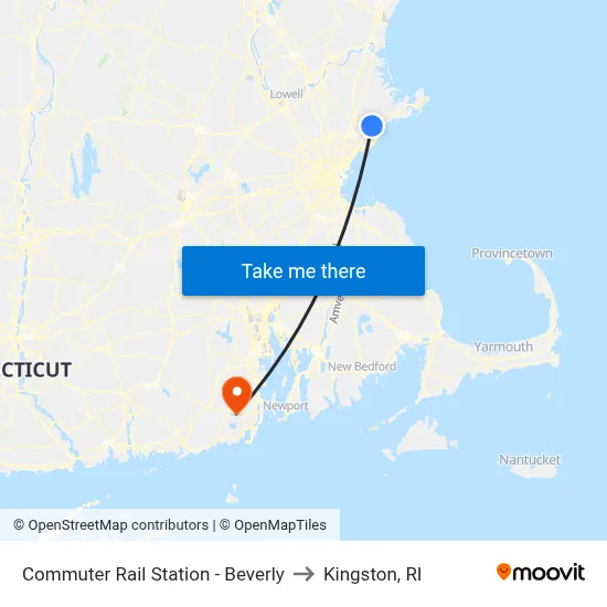 Commuter Rail Station - Beverly to Kingston, RI map