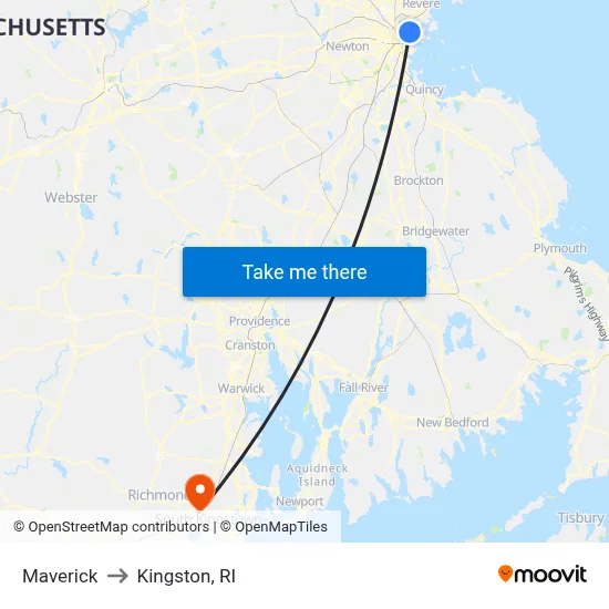 Maverick to Kingston, RI map