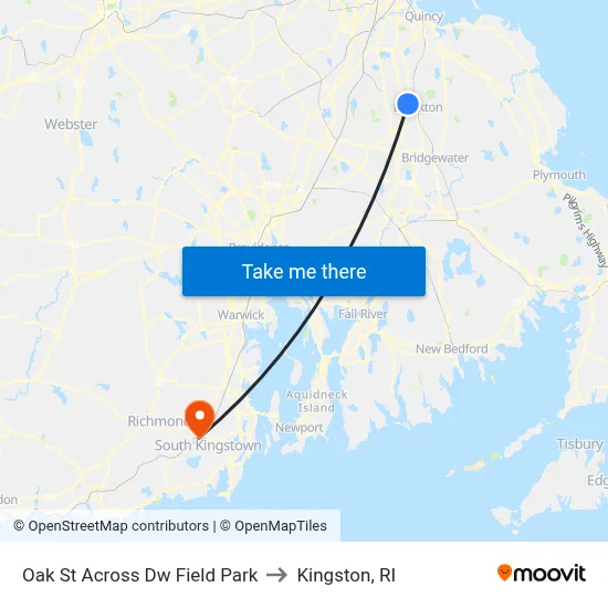 Oak St Across Dw Field Park to Kingston, RI map