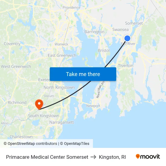 Primacare Medical Center Somerset to Kingston, RI map
