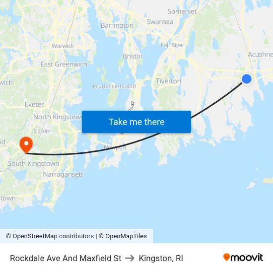 Rockdale Ave And Maxfield St to Kingston, RI map